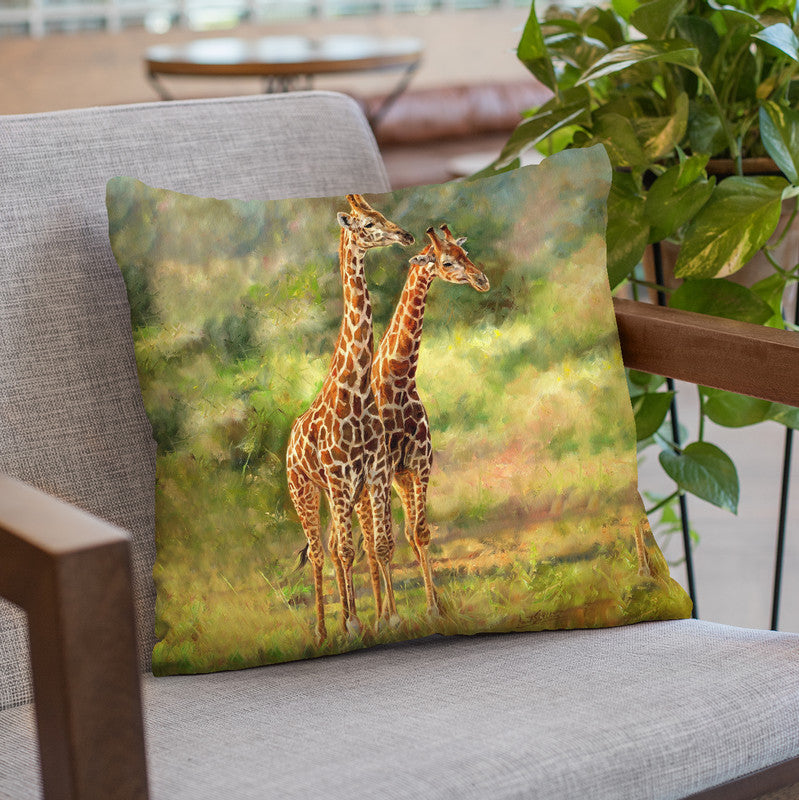 Giraffes Throw Pillow By David Stribbling