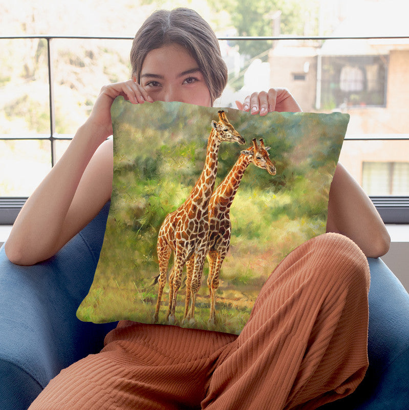 Giraffes Throw Pillow By David Stribbling