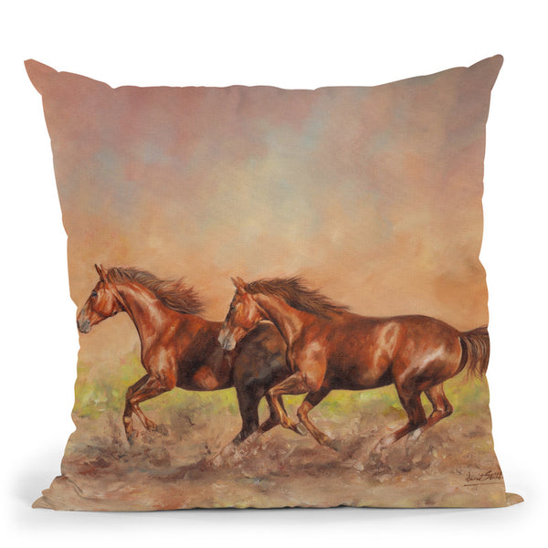 Horses I Throw Pillow By David Stribbling