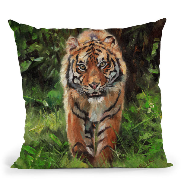 Tiger Prowl Throw Pillow By David Stribbling