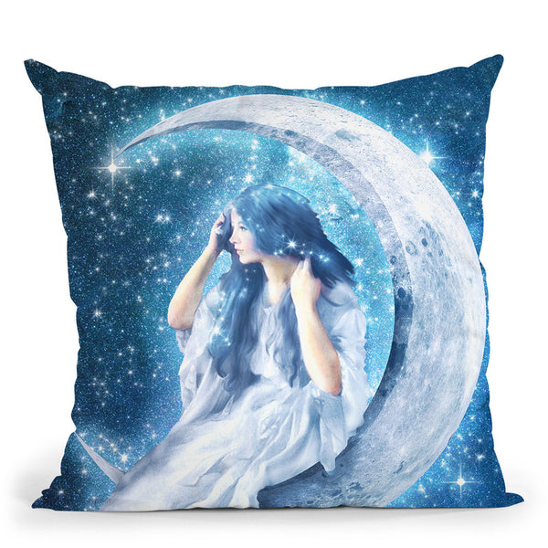 Moon Girl Throw Pillow By Diogo Verissimo