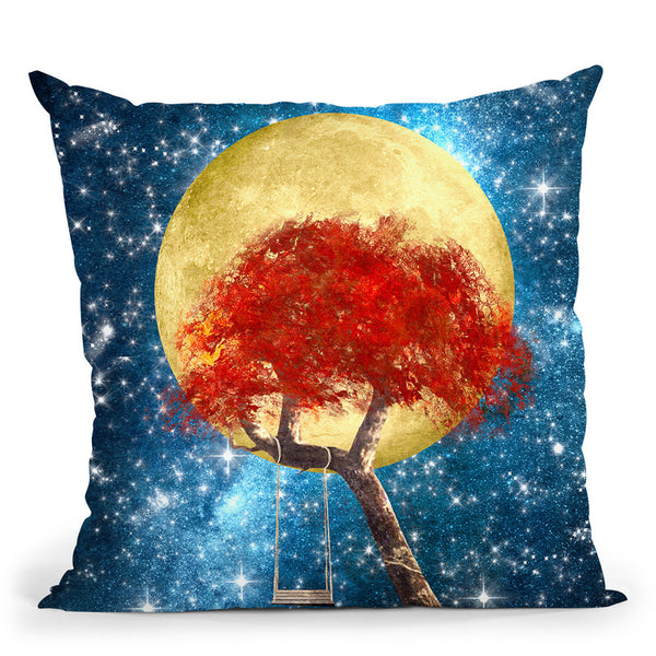Swing Under A Golden Moonlight Throw Pillow By Diogo Verissimo