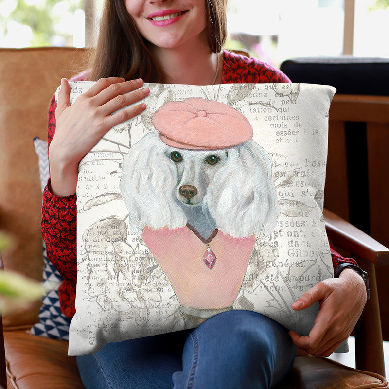 Canine Couture Newsprint Iv Throw Pillow By Emily Adams