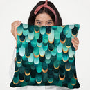 Feathered - Turquoise Throw Pillow By Elisabeth Fedrikson