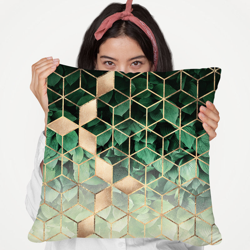 Leaves And Cubes Throw Pillow By Elisabeth Fedrikson