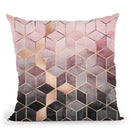 Pink Grey Gradient Cubes Throw Pillow By Elisabeth Fedrikson