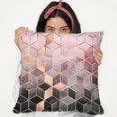 Pink Grey Gradient Cubes Throw Pillow By Elisabeth Fedrikson