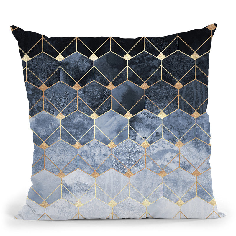 Blue Hexagons And Diamonds Throw Pillow By Elisabeth Fedrikson
