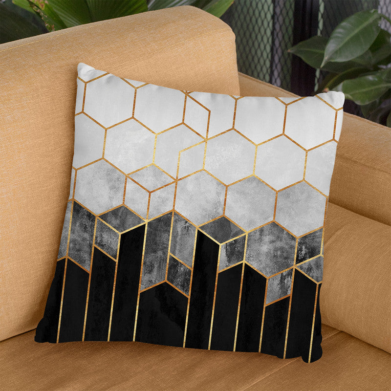Charcoal Hexagons Throw Pillow By Elisabeth Fedrikson