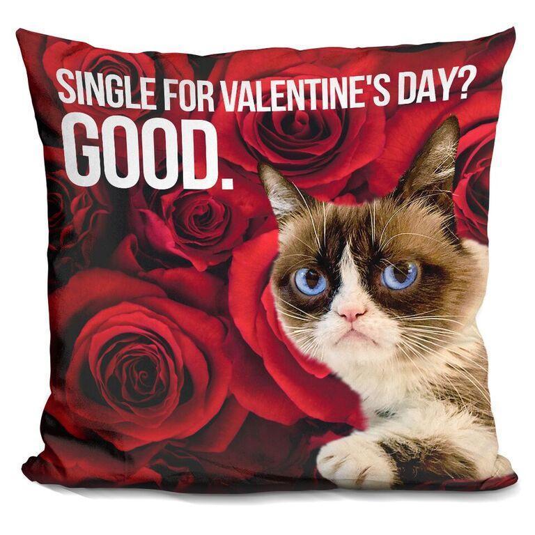 Grumpy Cat Single For Valentine'S Day Throw Pillow