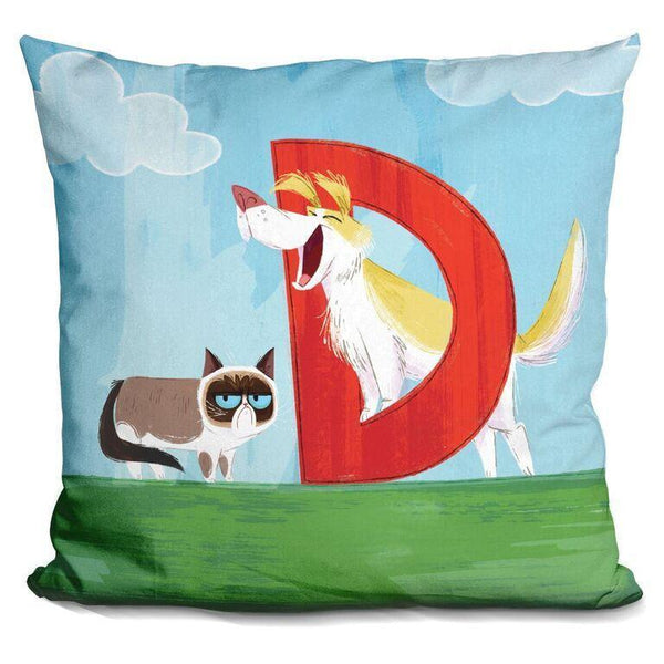 Grumpy Cat D Is For Dog Throw Pillow