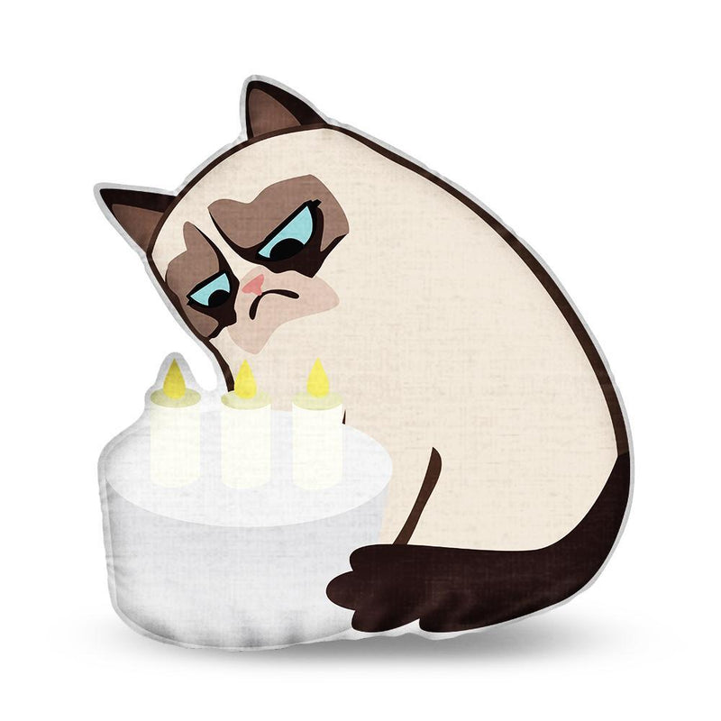 Grumpy Cat Cake Throw Pillow