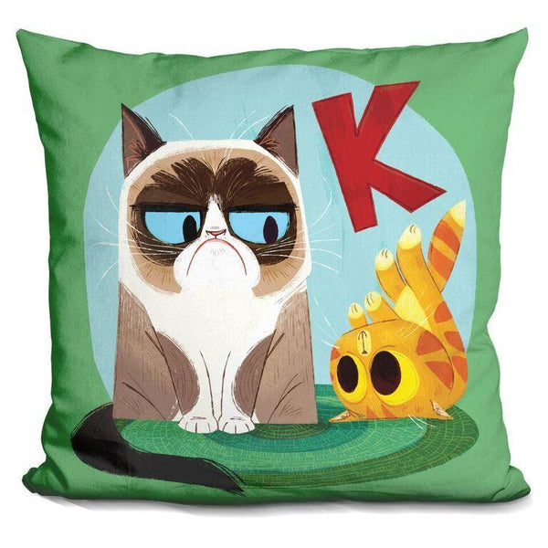 Grumpy Cat K Is For Kitten Throw Pillow