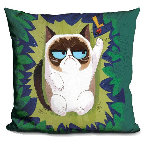 Grumpy Cat L Is For Ladybug Throw Pillow