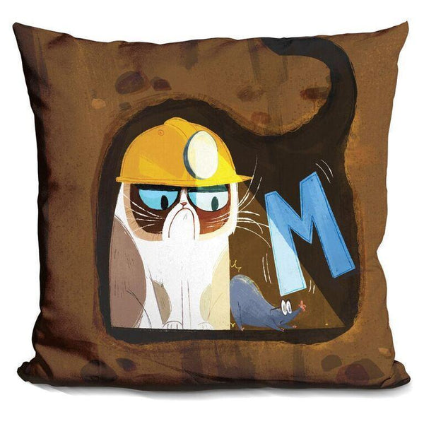 Grumpy Cat M Is For Mouse Throw Pillow