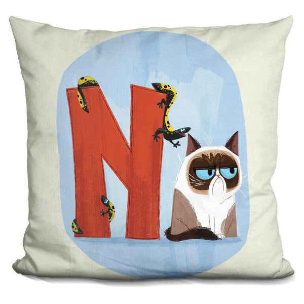 Grumpy Cat N Is For Newt Throw Pillow
