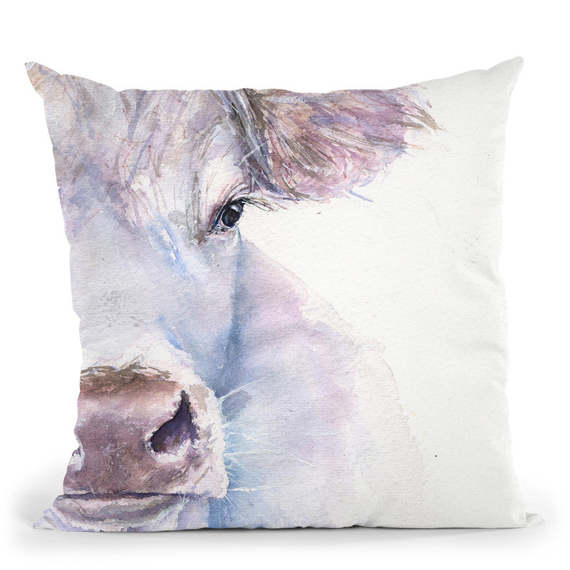 White Cow Throw Pillow By George Dyachenko