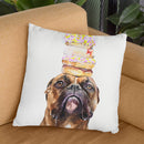 Boxer And Donut Throw Pillow By George Dyachenko