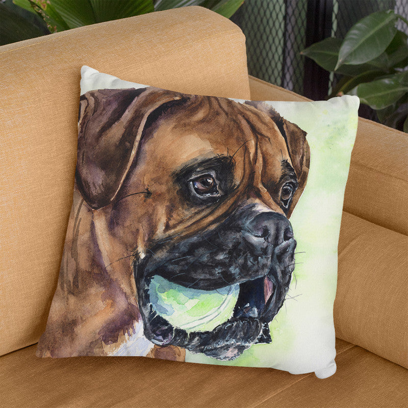 Boxer With Ball Throw Pillow By George Dyachenko
