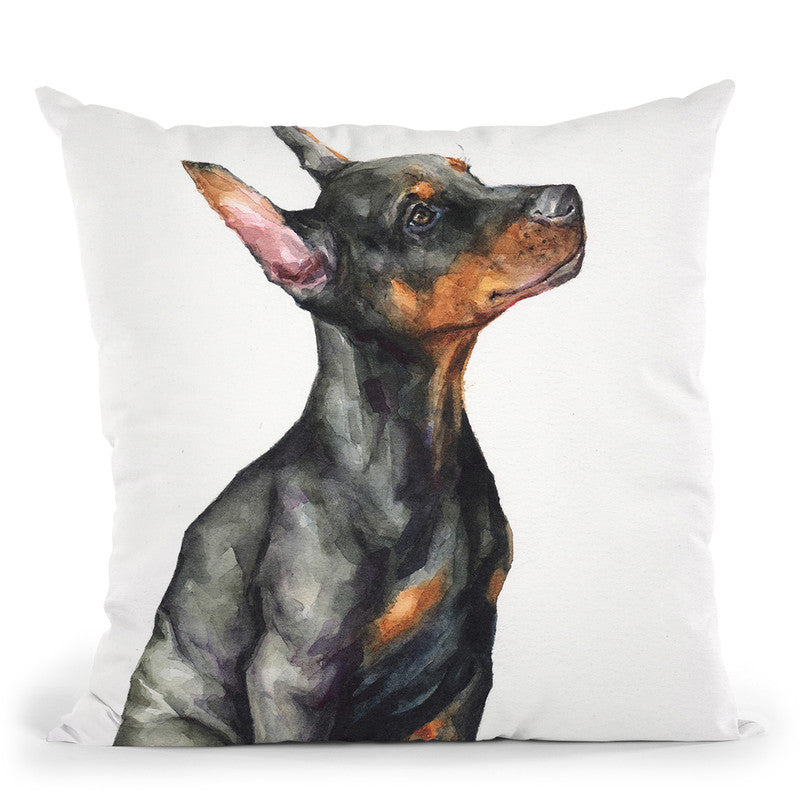 Doberman Puppy Throw Pillow By George Dyachenko