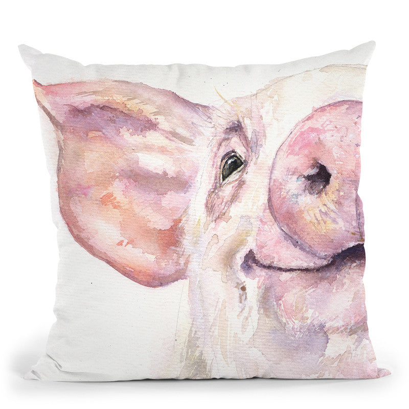 Happy Pig Throw Pillow By George Dyachenko