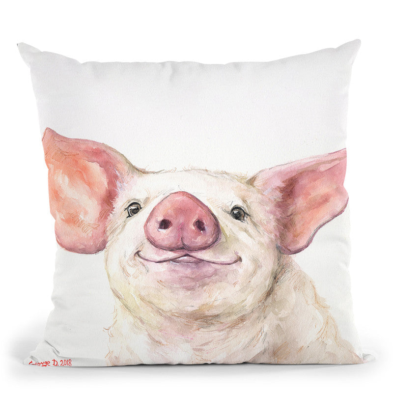 Happy Piglet Throw Pillow By George Dyachenko
