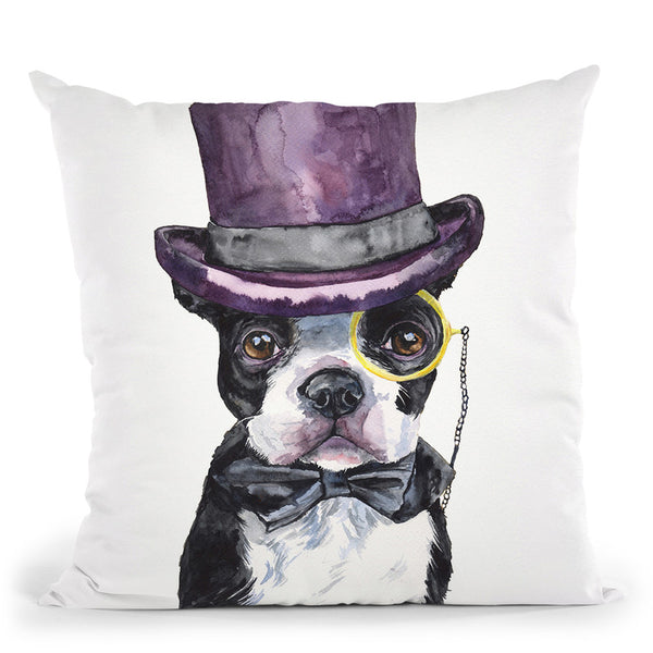 Intelligent Boston Terrier Throw Pillow By George Dyachenko