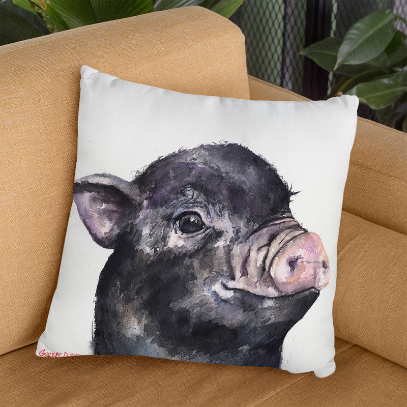 Black Piggy Throw Pillow By George Dyachenko