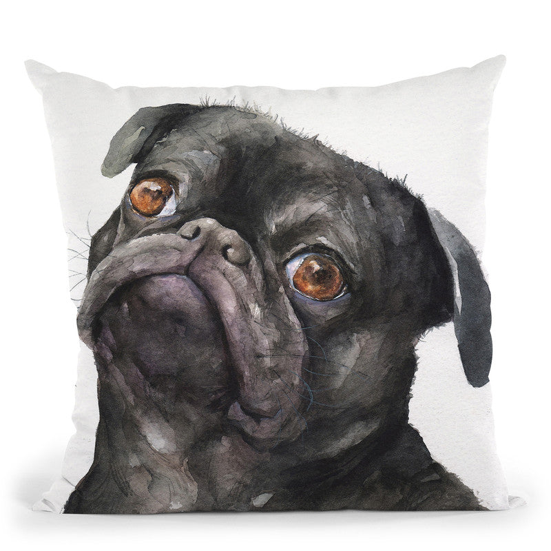 Black Pug Ii Throw Pillow By George Dyachenko