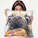 Pug And Pizza Throw Pillow By George Dyachenko