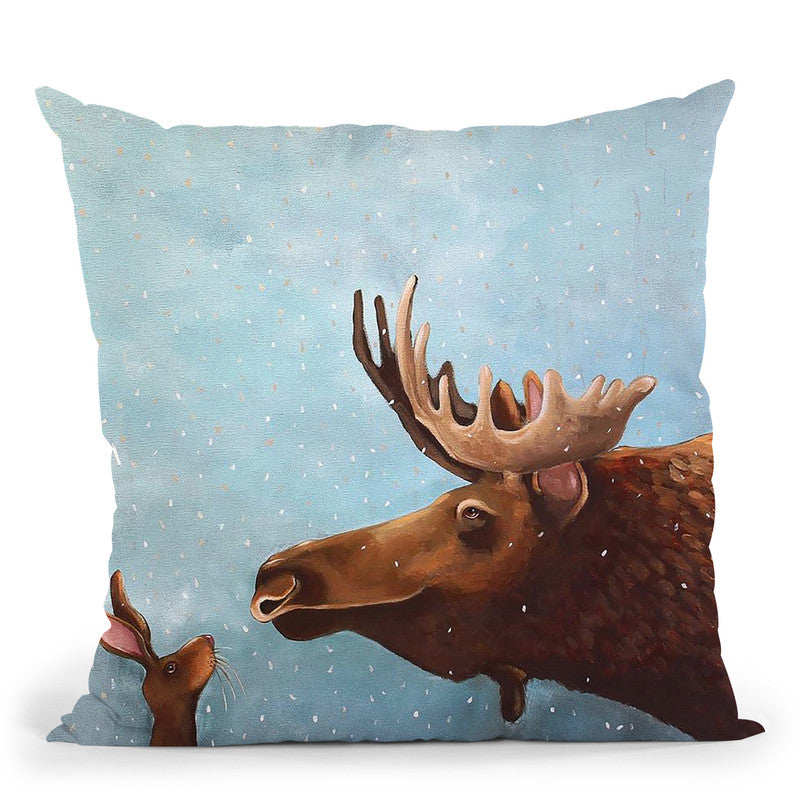 Moose And Rabbit Throw Pillow By Image Conscious - by all about vibe