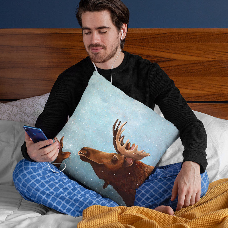 Moose And Rabbit Throw Pillow By Image Conscious - by all about vibe