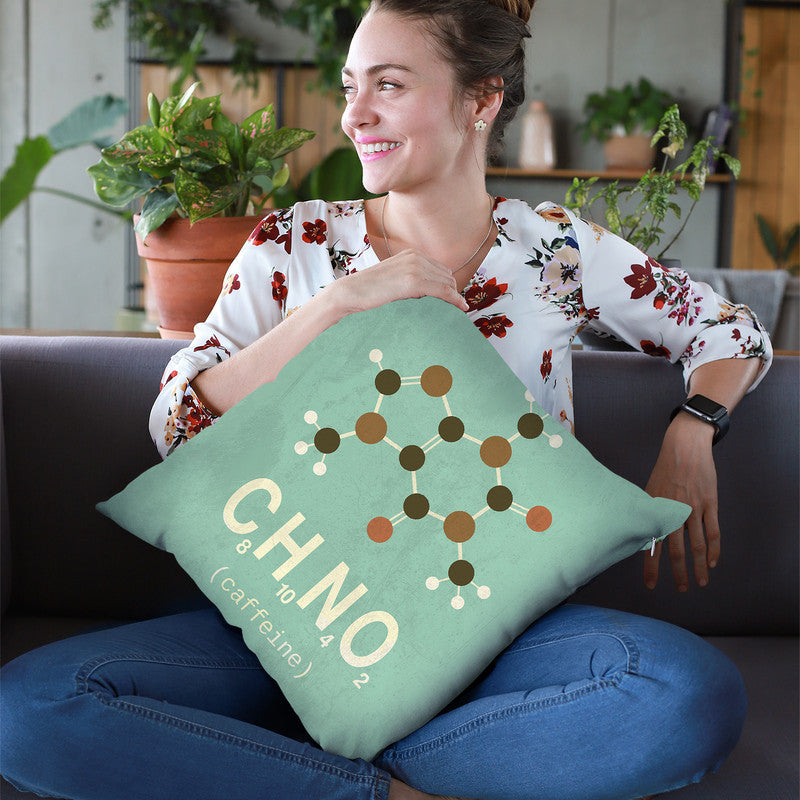 Molecule Caffeine Throw Pillow By Image Conscious - by all about vibe