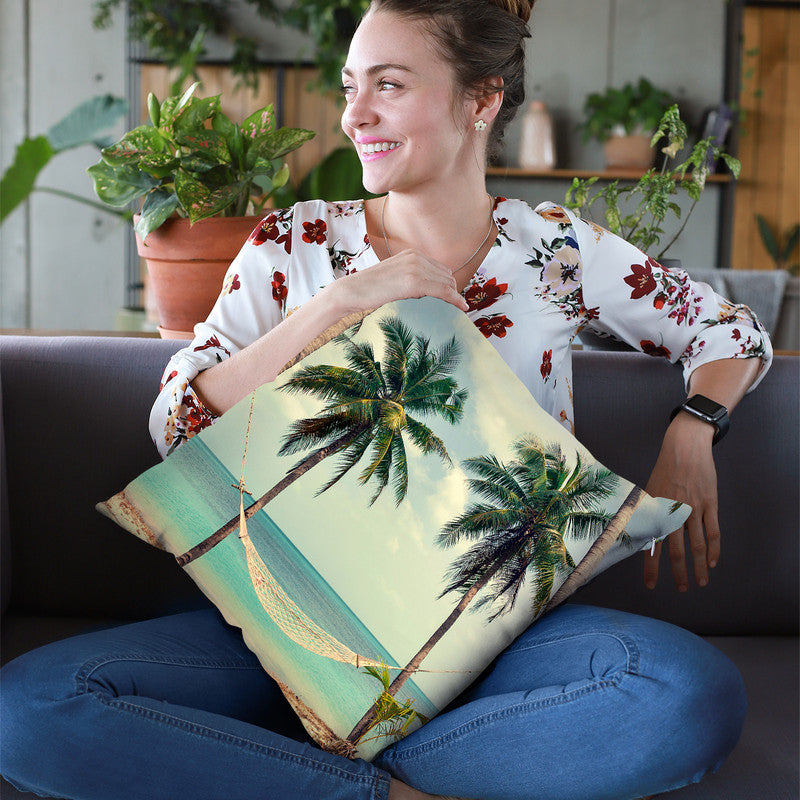 Palm Sky 3 Throw Pillow By Image Conscious - by all about vibe