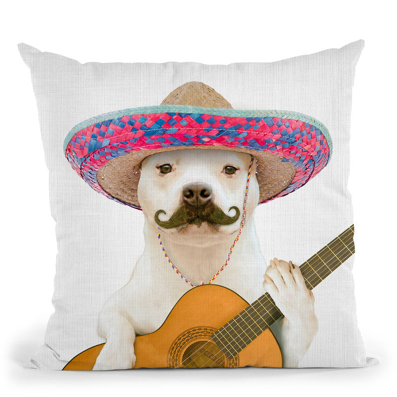 Dog Guitarist Throw Pillow By Image Conscious - by all about vibe