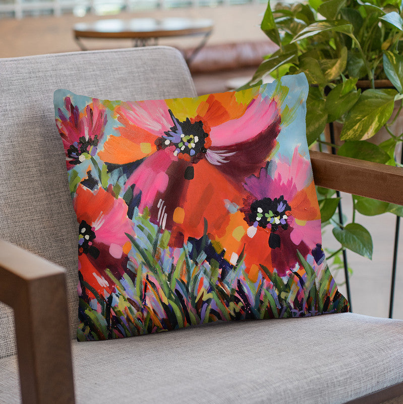 Poppy Reds Throw Pillow By Image Conscious - by all about vibe