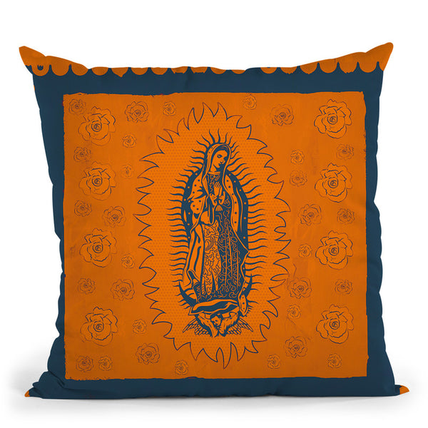 Orange And Blue Mary Throw Pillow By Image Conscious