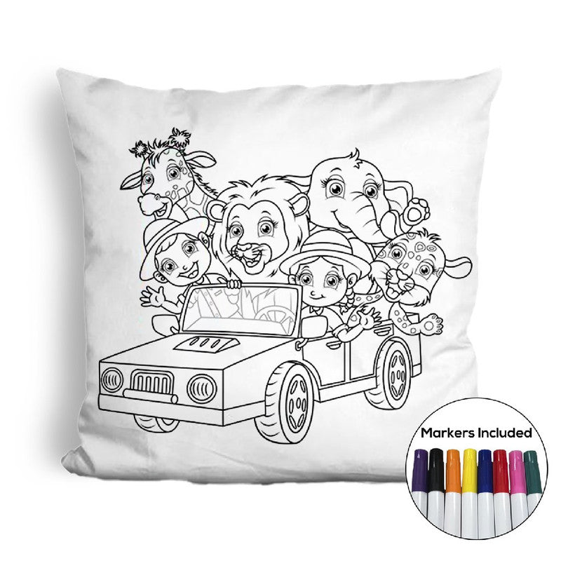 Animal car ride coloring pillow Made In USA