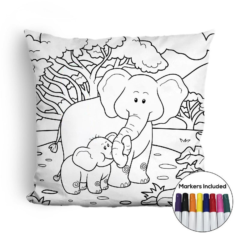 Elephants coloring pillow Made In USA