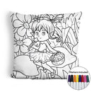 Fairy with fruit basket coloring pillow Made In USA
