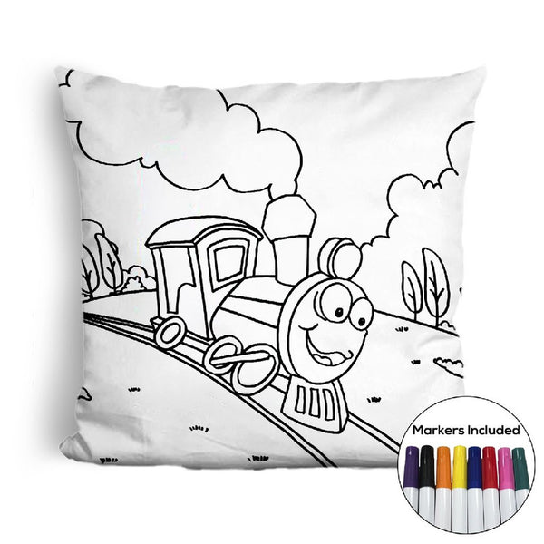 Train coloring pillow Made In USA
