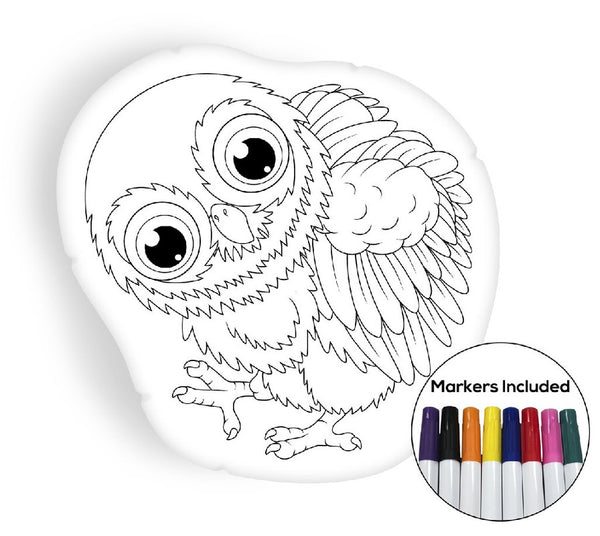 Baby owl coloring pillow Made In USA