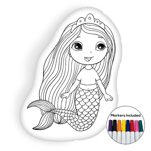 Beautiful little mermaid coloring pillow Made In USA