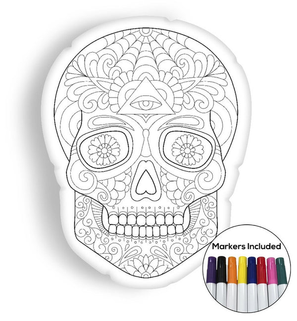 Beautiful skull coloring pillow Made In USA