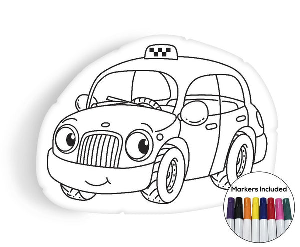 Little Taxi coloring pillow Made In USA