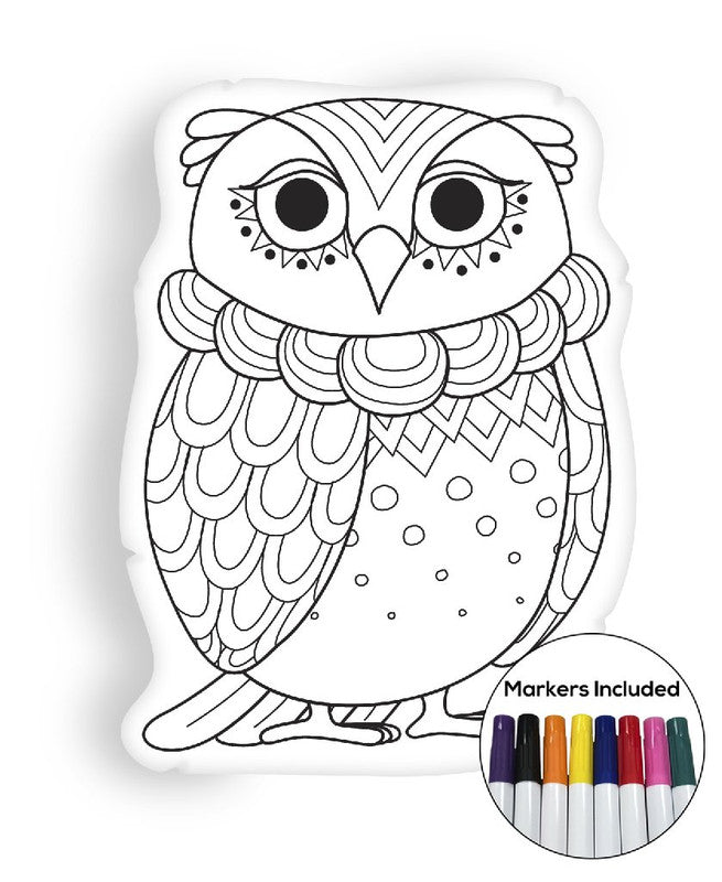 Owl II coloring pillow Made In USA