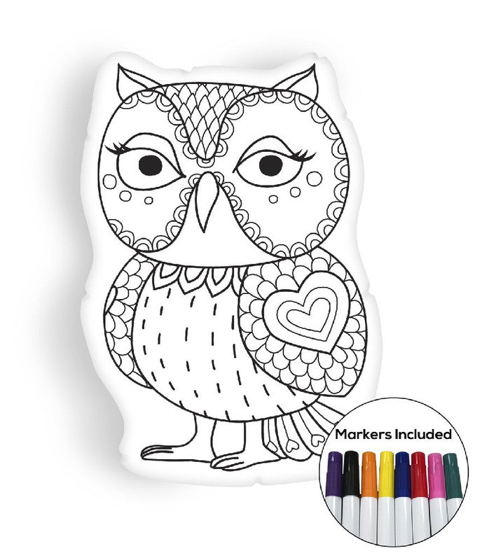 Owl III coloring pillow Made In USA