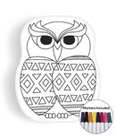 Owl VI coloring pillow Made In USA