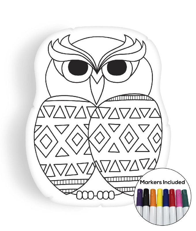 Owl VI coloring pillow Made In USA