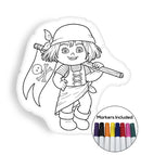 Pirate girl coloring pillow Made In USA